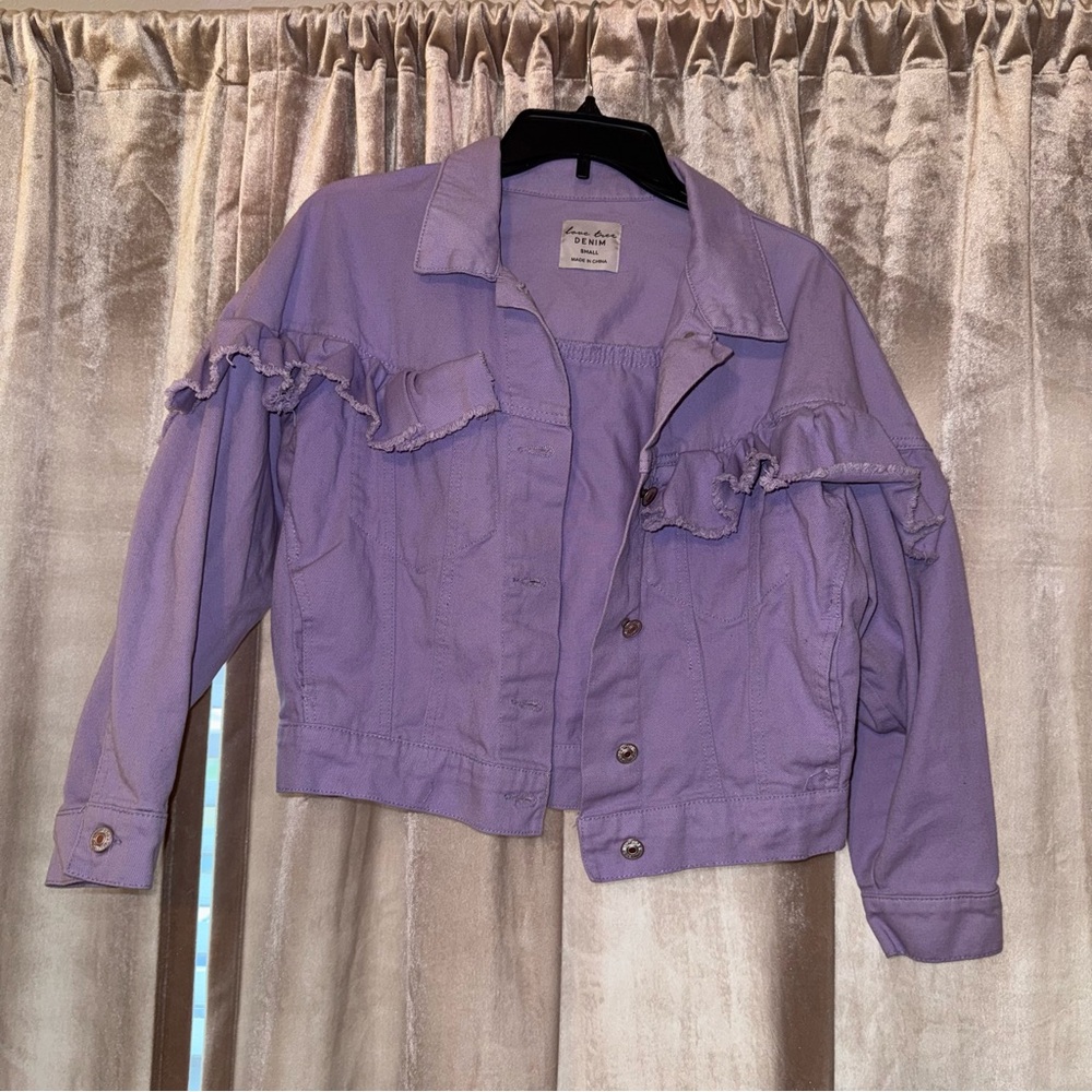 Lilac love tree denim ruffle jacket
